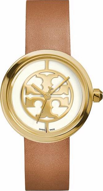 REVA WATCH, LUGGAGE LEATHER/GOLD-TONE, 36 MM